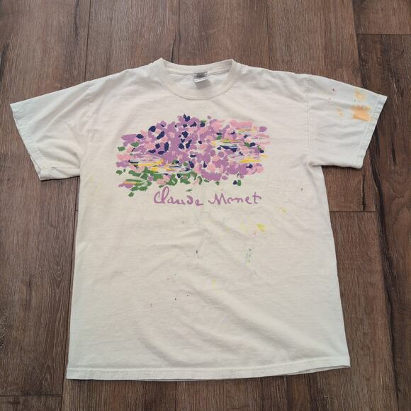 VTG Claude Monet Adult Medium Art Tee Painting Flowers Impressionism Museum